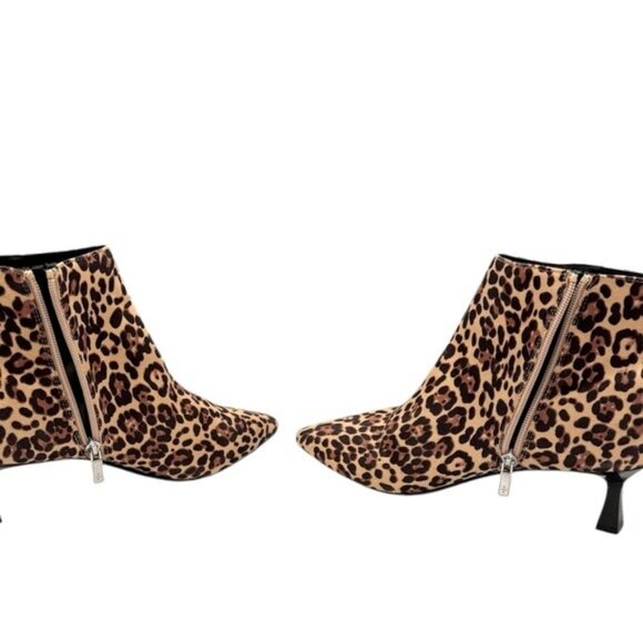 Reaction Kenneth Cole Cheetah Print Pointy Toe Sexy Kitten Heel Ankle Boots 8.5 - Picture 7 of 10
